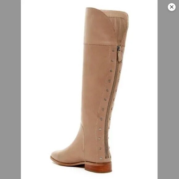 Franco Sarto Roselle Taupe Leather Studded Knee High / Over the Knee Boot | SZ 9 - Picture 1 of 12